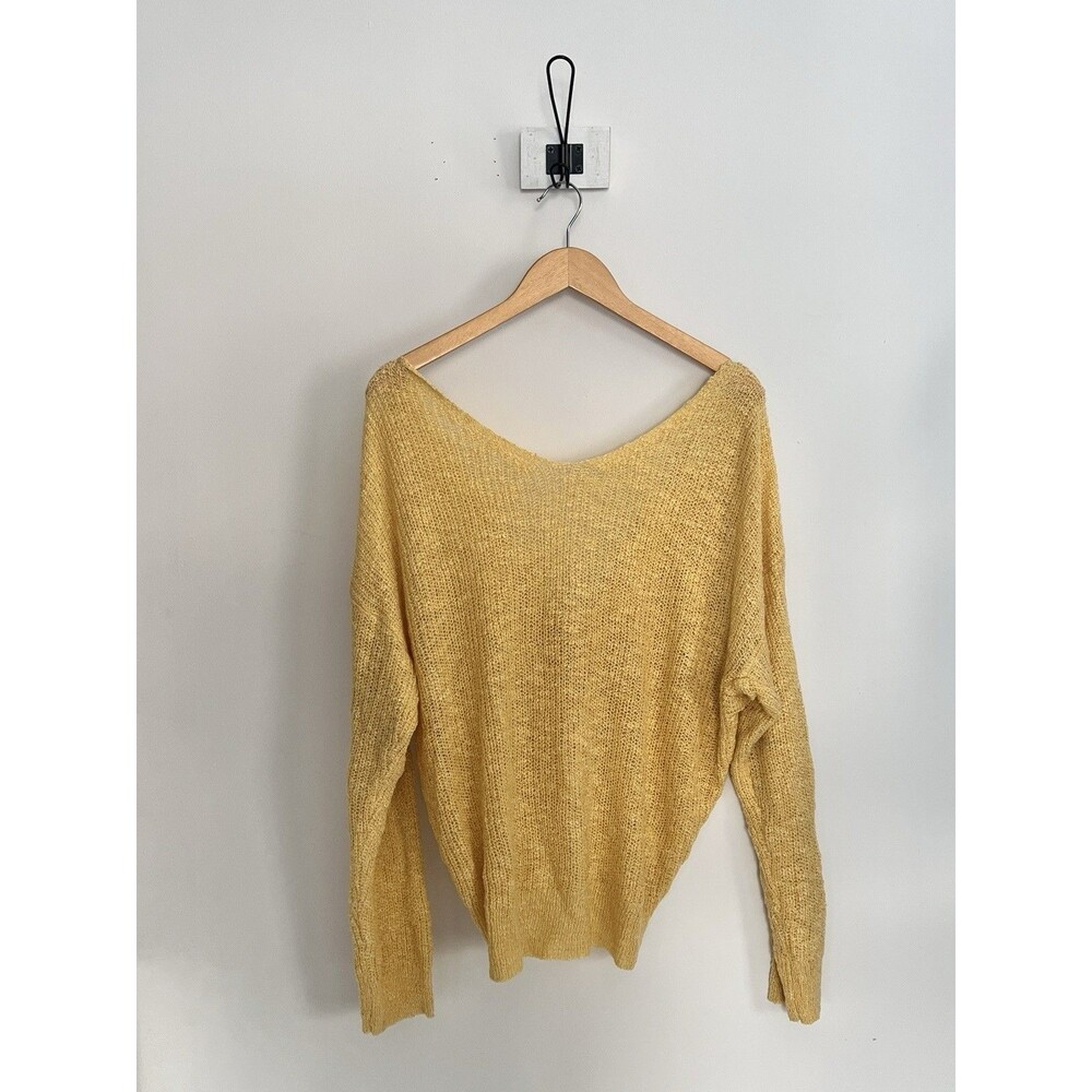 Women’s Unbranded Open Back Knot Sweater L Yellow Long Sleeve